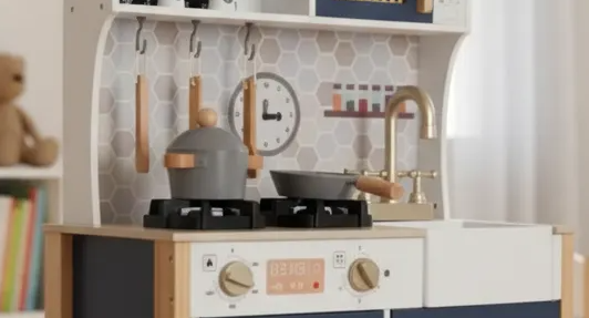 Cocinita Azul Con Luz, Sonido + Accesorios