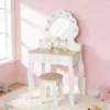Tocador Con Banco De Madera Niñas Y Niños Rosa Y Blanco