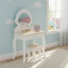Tocador Con Banco De Madera Niñas Y Niños Rosa Y Blanco