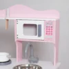Cocina De Madera Rosa Infantil + Microondas + Accesorios