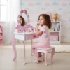 Tocador Con Banco De Madera Niñas Y Niños Rosa Y Blanco