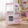 Cocina De Madera Rosa Infantil + Microondas + Accesorios