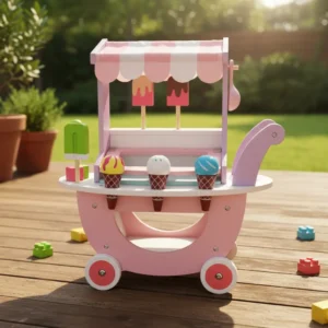 Carrito De Helados Móvil Juguete De Madera Para Niños