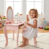 Tocador Infantil Rosa De 2-7 Años Con Espejo Y Accesorios