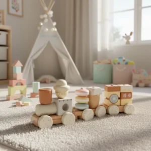 Tren De Arrastre Y Encastre De Madera Juego Didáctico Kids