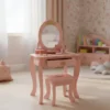 Tocador Infantil Rosa De 2-7 Años Con Espejo Y Accesorios