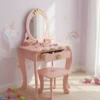 Tocador Infantil Rosa De 2-7 Años Con Espejo Y Accesorios
