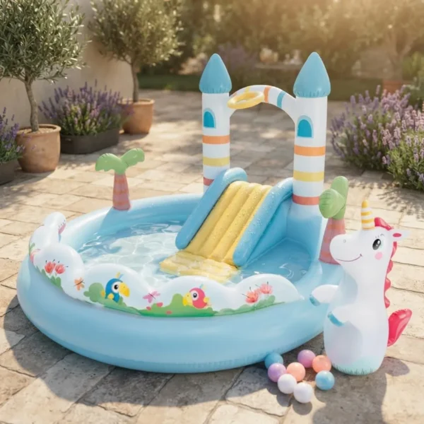 Piscina Inflable Intex Castillo Con Tobogán Y Rociador