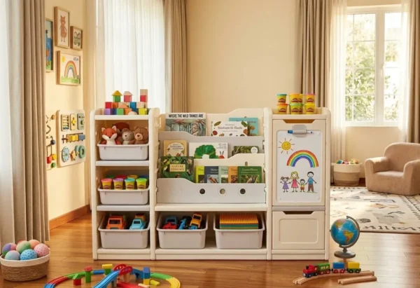 Organizador De Juguetes Infantil Con Pizarra Y Librero