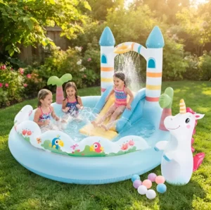 Piscina Inflable Intex Castillo Con Tobogán Y Rociador