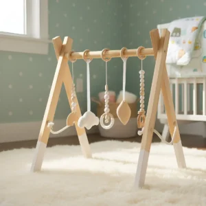 Gimnasio Bebé Madera Plegable 3+ Meses Y 5 Colgantes