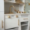 Cocina Blanco Y Dorado En Madera Infantil